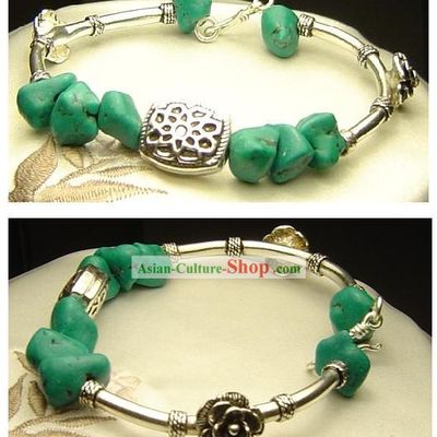 Chinese Silver Song Stone Bracelet