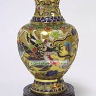 Dragon Playing Ball Cloisonne Vase