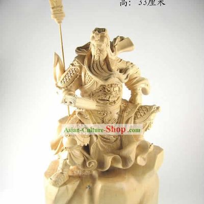 Chinese Hand Carved Dongyang Wood Craft-Loyal Guan Gong