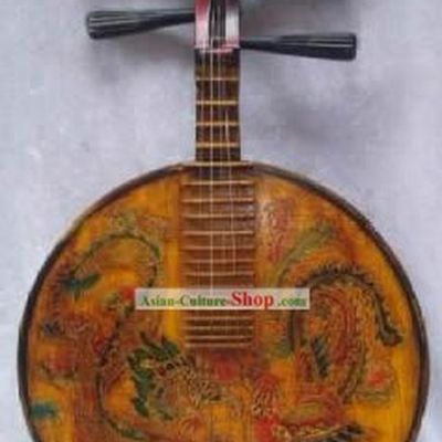 Old Dragon and Phoenix Musical Instrument Lute