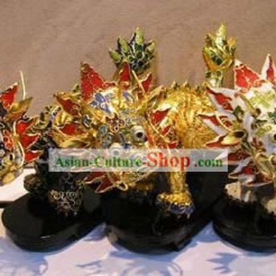 Cloisonne Chinese Dragon Playing Football