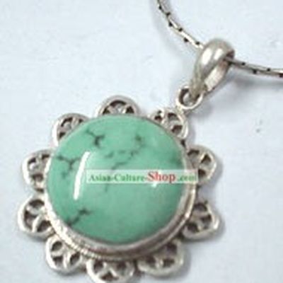 Tibet Silver Green Beryl Necklace