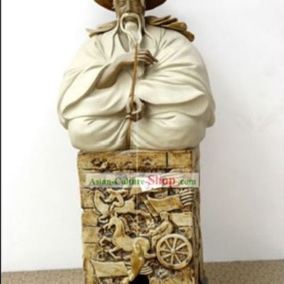 Hand Made Foshan Shi Wan Artistic Ceramics Statue-Jiang Taigong
