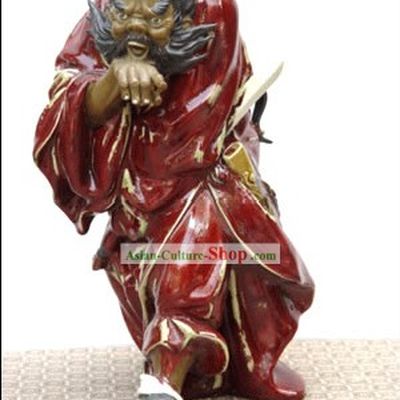Hand Made Shi Wan Artistic Ceramics Statue-Zhong Kui Catching Ghost