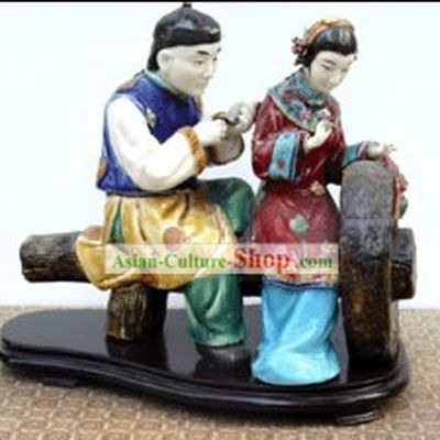 Hand Made Foshan Artistic Ceramics Statue-Ancient Lover