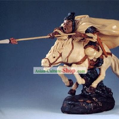 Hand Made Chinese Shi Wan Ceramics Statue-Ancient Brave General:Ma Chao