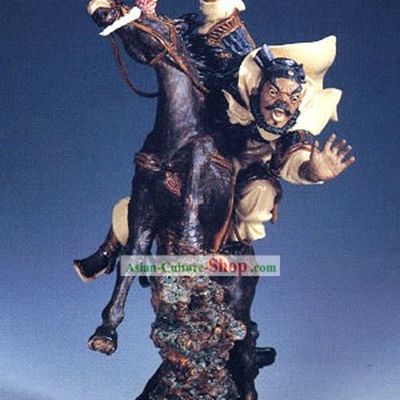 Chinese Hand Made Shi Wan Ceramics-Ancient Brave General-Zhang Fei
