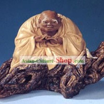 Hand Made Shi Wan Ceramics-Louhan in Reciting Sutra