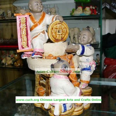 Chinese Hand Made Shi Wan Ceramics-Full of Fortune