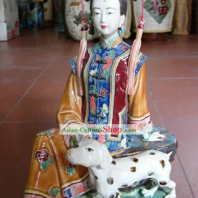 Hand Made Shi Wan Ceramics Statue-Qing Dynasty Princess