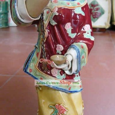 Hand Made Shi Wan Ceramics Statue-Ancient Happiness