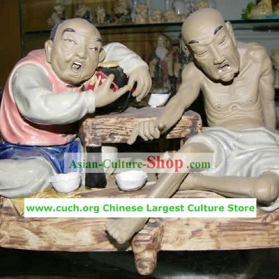 Chinese Hand Made Shi Wan Ceramics-Wine Game