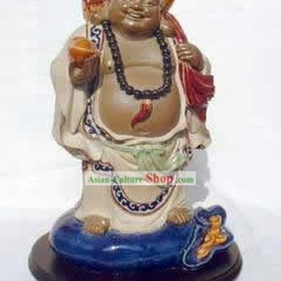 Chinese Hand Made Shi Wan Ceramics-Smiling Monk