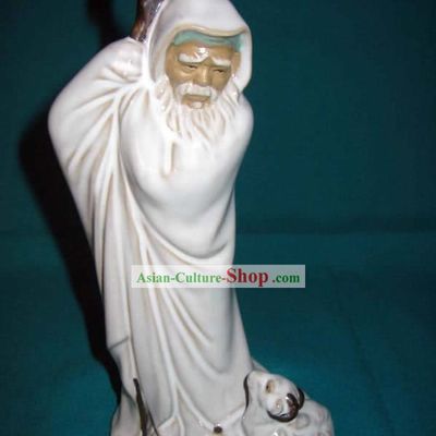 Chinese Hand Made Shi Wan Ceramics-Su Wu Feeding Sheep