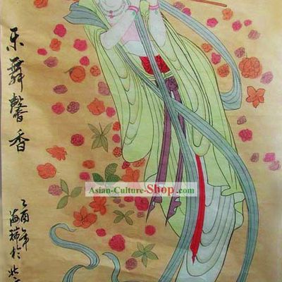 Chinese Traditional Painting-Flying Dancing Fairy Playing Flute