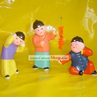 Beijing Hand Made Clay Figurine-Playing Firecracker