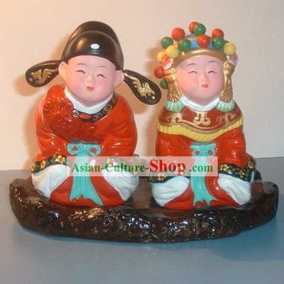 Beijing Hand Made Clay Figurine-Newly Married Couple