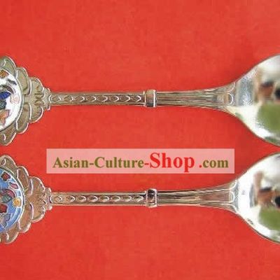 Chinese Cloisonne Coffee Spoon for Lovers(two pieces)1