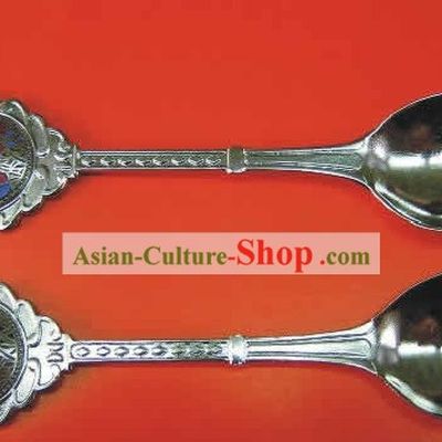 Chinese Cloisonne Coffee Spoon for Lovers(two pieces)3