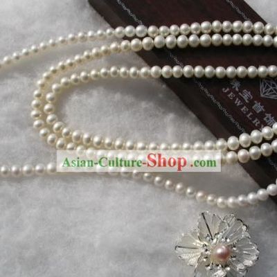 Natural Long White Pearl Necklace