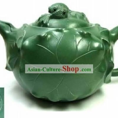 Chinese Classic Hand Made Green Clay Teapot-Goldfish