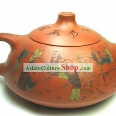 Chinese Hand Painted Zisha Teapot-Ancient Wise People