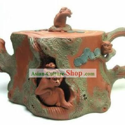 Chinese Classic Hand Made Zisha Teapot-Moneky