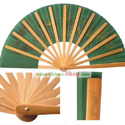 Chinese Dragon and Phoenix Professional Green Mu Lan Martial Arts Bamboo Fan