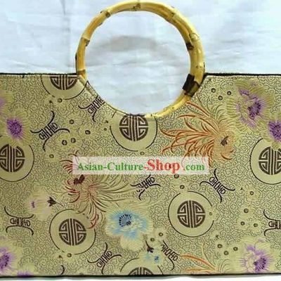 Chinese Big Palace Flower Silk Briefcase