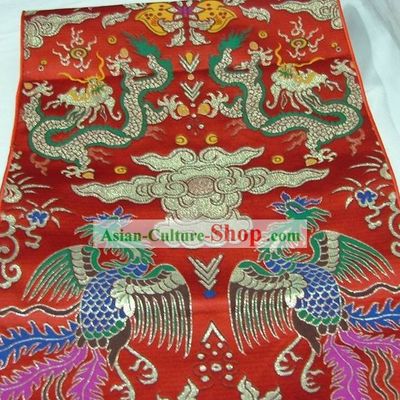 Traditional Dragon and Phoenix Table Runner Phoenix Scroll