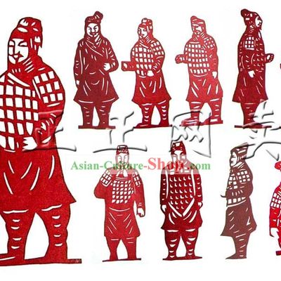 Chinese Traditional Terra Cotta Warrior Papercut 10 Pieces Set