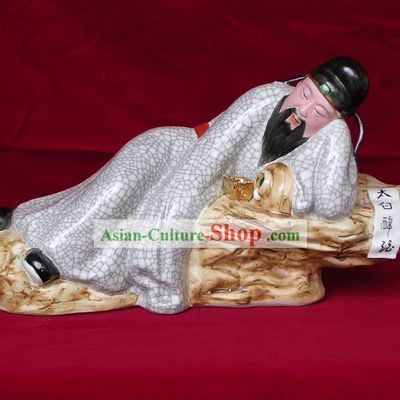 Chinese Jingde Town Porcelain Statue-Drunk Poet Li Bai