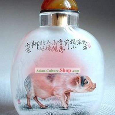 Snuff Bottles With Inside Painting Chinese Zodiac Series-Pig