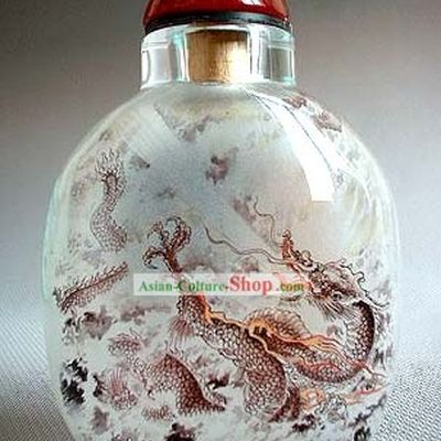 Snuff Bottles With Inside Painting Chinese Animal Series-Dragon In the Cloud