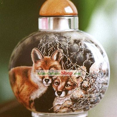 Snuff Bottles With Inside Painting Chinese Animal Series-Fox Love