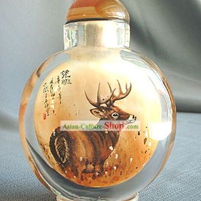 Snuff Bottles With Inside Painting Chinese Animal Series-Beautiful Deer