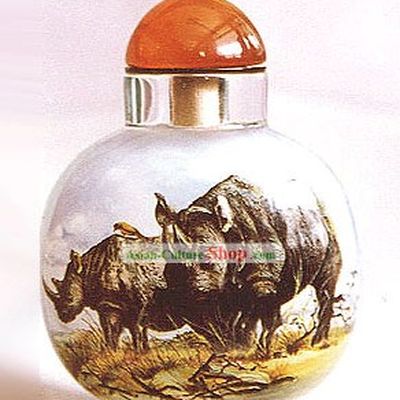 Snuff Bottles With Inside Painting Chinese Animal Series-Rhinoceros