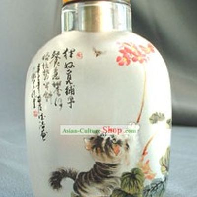Snuff Bottles With Inside Painting Chinese Animal Series-Naughty Cat