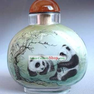 Snuff Bottles With Inside Painting Chinese Animal Series-Panda Friends