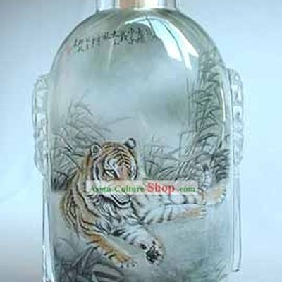 Snuff Bottles With Inside Painting Chinese Animal Series-Tiger Queen