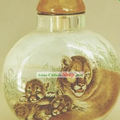 Snuff Bottles With Inside Painting Chinese Animal Series-Leopard Family