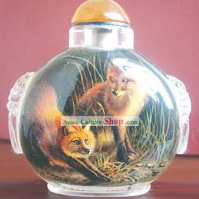 Snuff Bottles With Inside Painting Chinese Animal Series-Fox Lovers