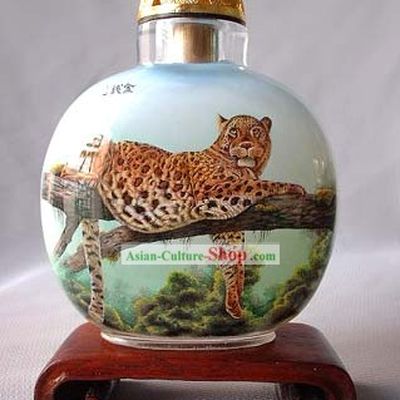 Snuff Bottles With Inside Painting Chinese Animal Series-Catamount on the Tree