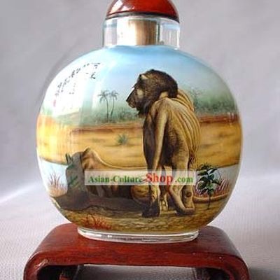 Snuff Bottles With Inside Painting Chinese Animal Series-Lions