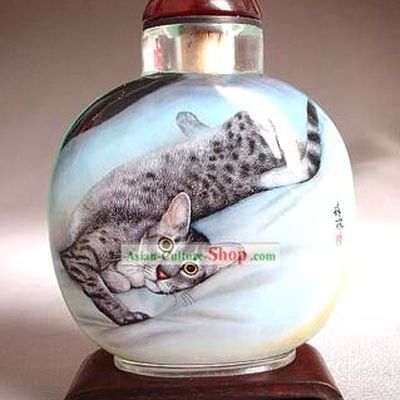 Snuff Bottles With Inside Painting Chinese Animal Series-Cat