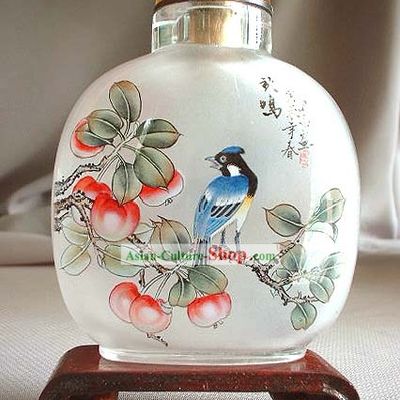 Snuff Bottles With Inside Painting Birds Series-Blue Bird