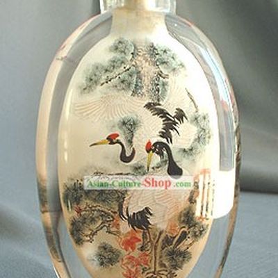 Snuff Bottles With Inside Painting Birds Series-Crane Couple
