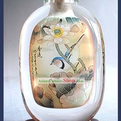 Snuff Bottles With Inside Painting Birds Series-Bird under the Flower