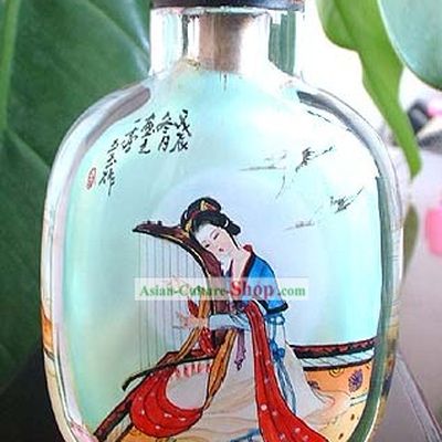 Snuff Bottles With Inside Painting Characters Series-Chinese Ancient Beauty Playing Harp
