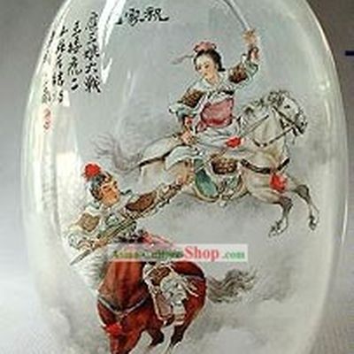 Snuff Bottles With Inside Painting Characters Series-Woman Heroe Hua Mulan